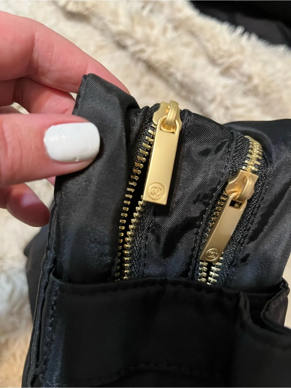 Black Nylon Chanel Toiletry Bag with Gold Hardware
